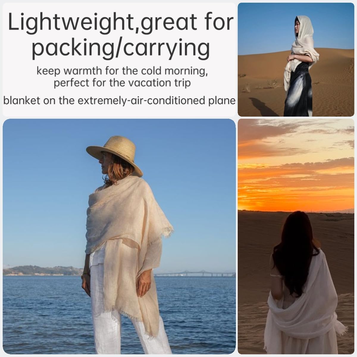 Harewom Lightweight Gauze Linen Feeling Shawl Wraps for Women Beach Summer Scarf for Evening Wedding Dresses