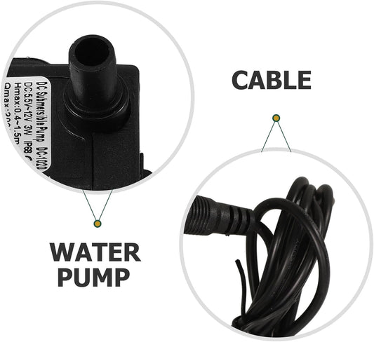 FAVOMOTO Mini Submersible Dc Water Pump 4.5v-12v Silent Brushless Fountain Pump for Aquarium Fish Tank and Pet Water Fountain Outdoor Use