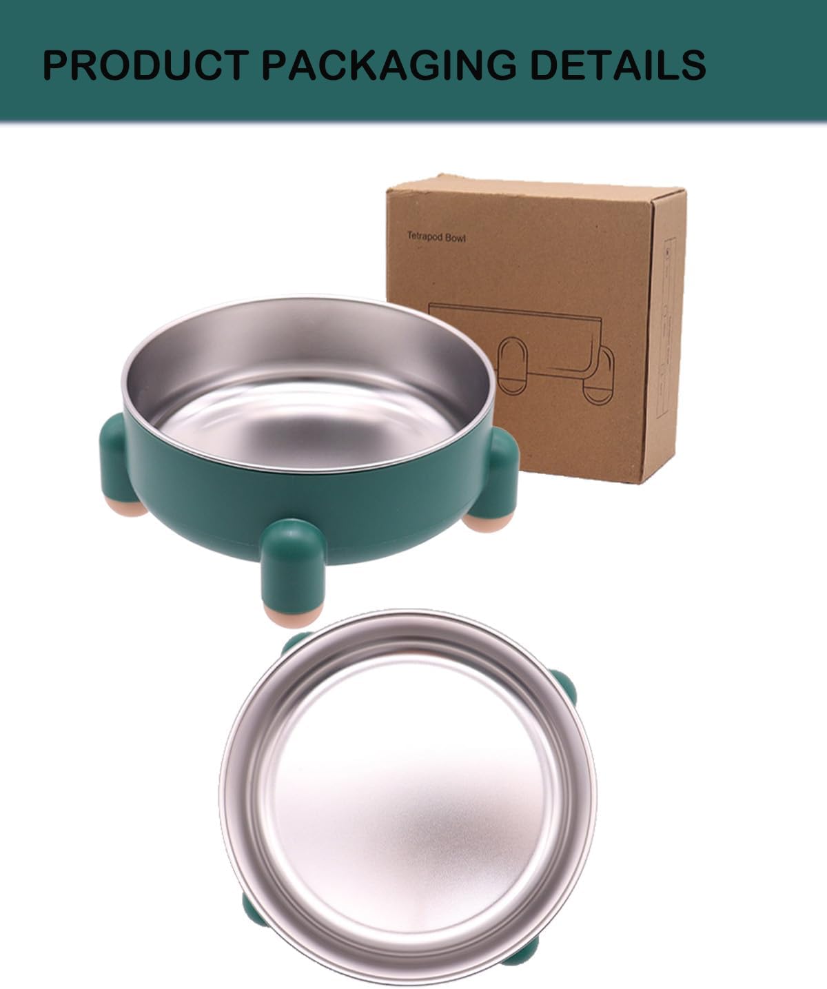 Raised Cat Food Bowl, Anti Vomiting Elevated Cat Bowl Stainless Steel, Whisker Friendly Shallow Wide Dish, 3 Cups (24 oz) Non-Slip Dishwasher Safe for Indoor Cats (Green, 1-Pack)