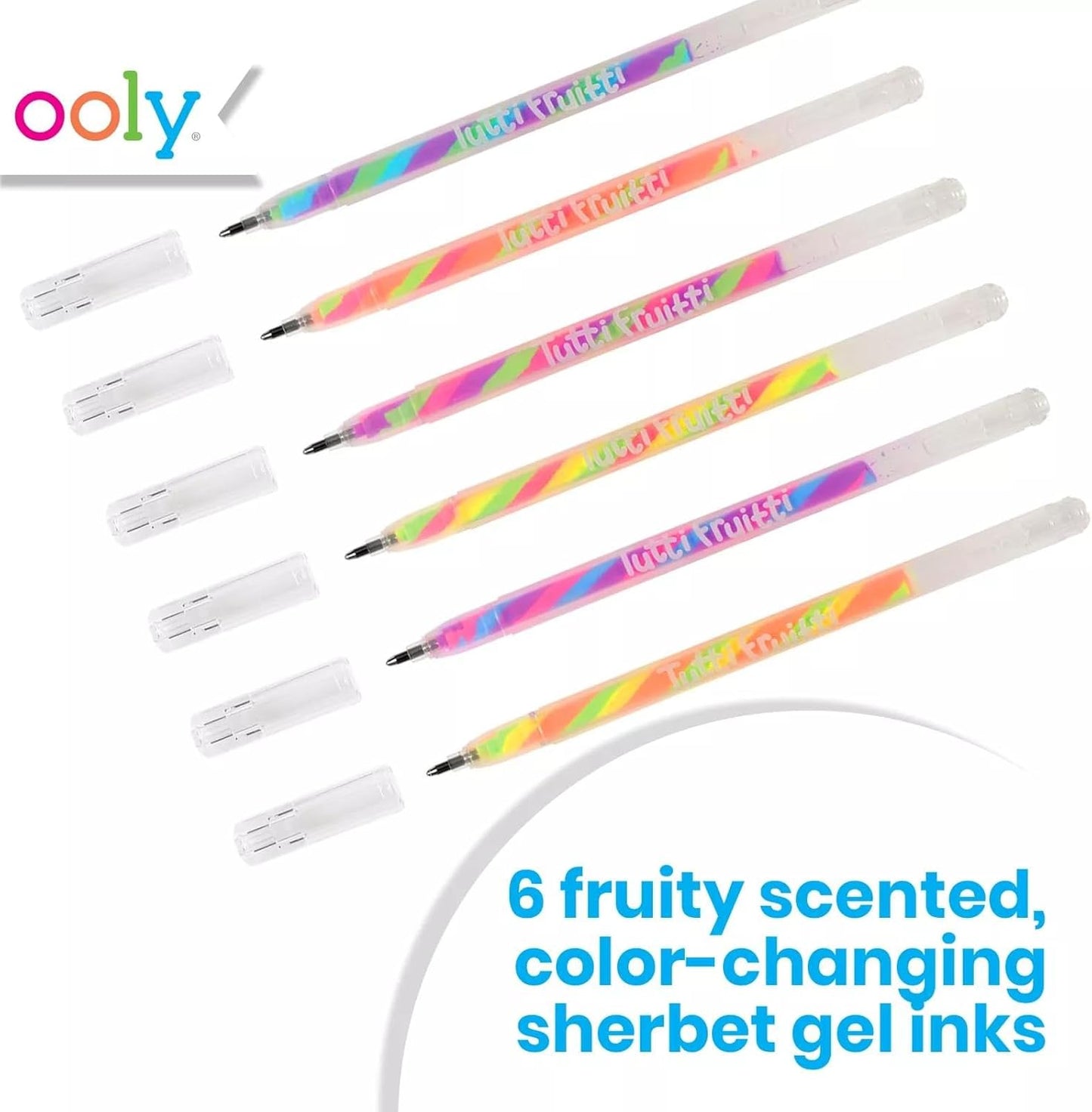 Ooly Scented Tutti Fruitti Color Changing Gel Pens Set of 6-1.00mm NIB, Color Changing as you Write, Pens for Kids and Adults, Art and Stationery Supplies
