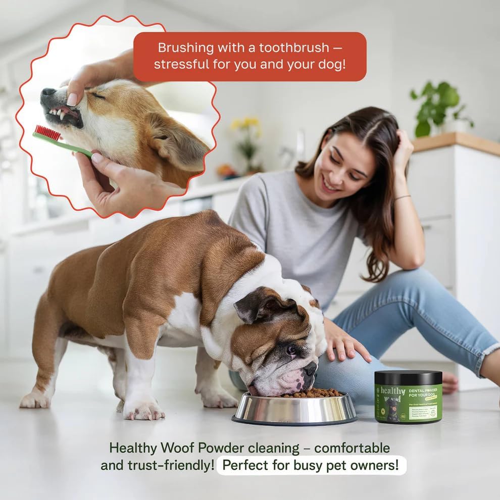 Dental Powder for Dogs - Complete Oral Care Bone Broth, Dog Teeth Cleaning Powder, Tartar Remover, Fresh Breath, Sensitive Stomach Support, Dental Care, 4.2 oz, 60 Scoops