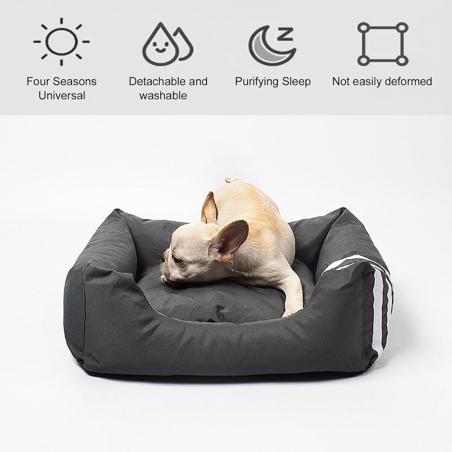 Dog Beds for Small Medium Dogs & Cats, Waterproof Dog Sofa with Removable Cover, Sleeping Warming Dog Bed & Furniture, Soft and Comfy Dog Couch Bed with Non-Slip Bottom (36.6"X28.3"X6.3",Grey) (Gre