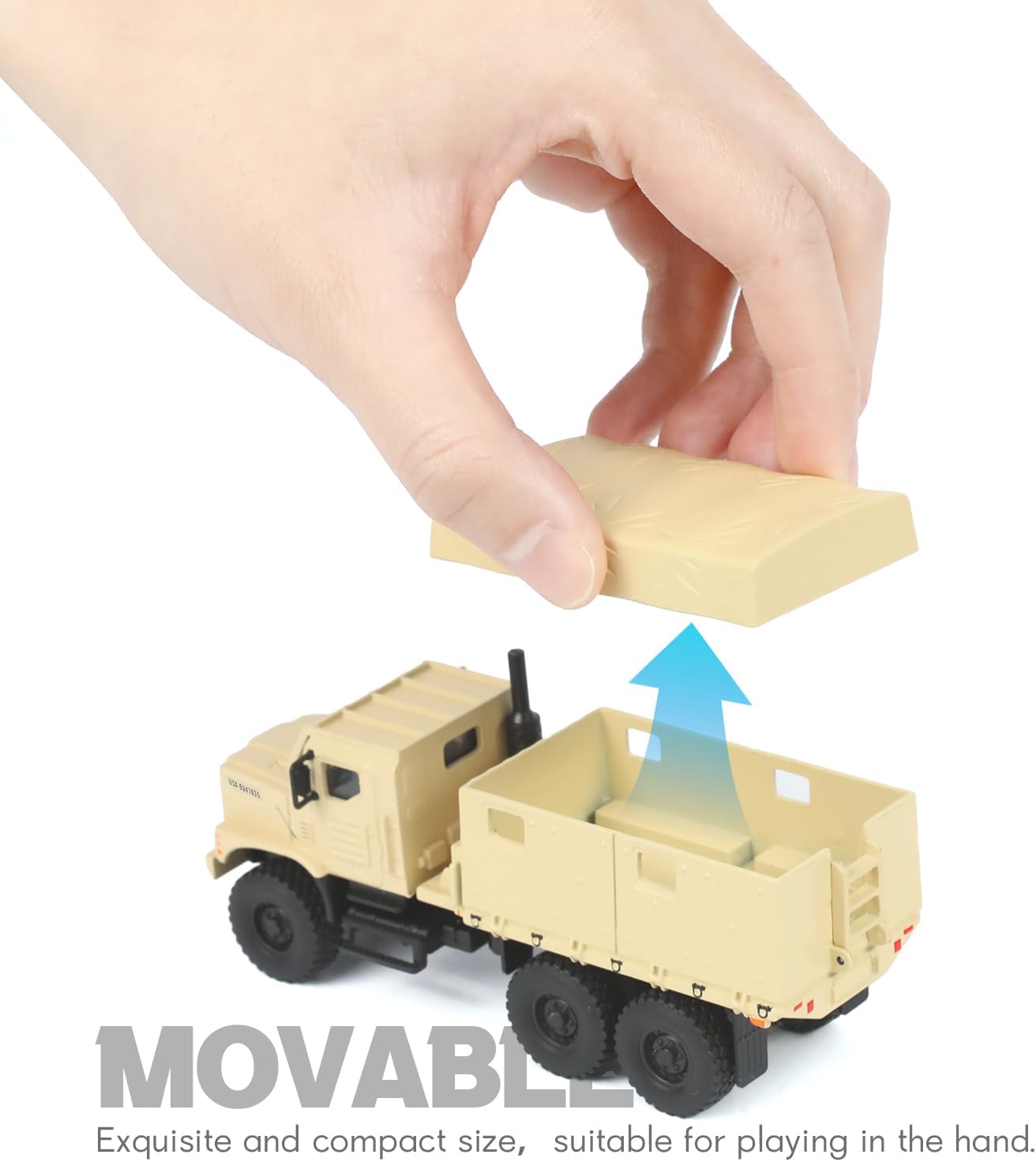 1/64 Military Truck Tactical Truck Model Armored Car MTVR MK23 Military Off Road Vehicle Die-cast Metal Model Kit Medium Multifunctional Car for Collection or Gift(Desert Yellow)