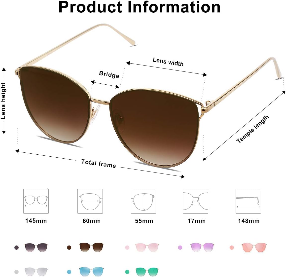 SOJOS Mirrored Flat Lens Fashion Sunglasses for Women SJ1085