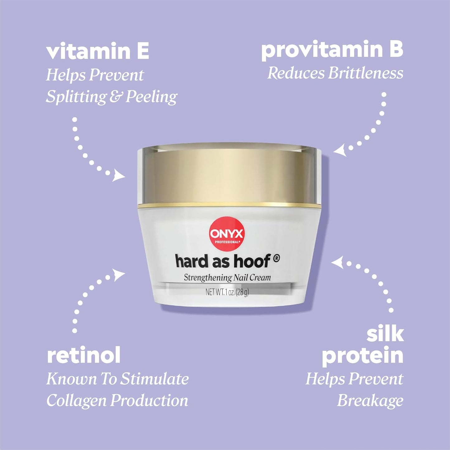 Onyx Professional Hard as Hoof Nail Strengthening Cream, Cherry Almond Scent - Made in USA, Nail Growth & Conditioning Cuticle Cream Stops Splits, Chips, Cracks & Strengthens Nails, 1 oz