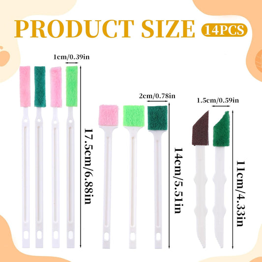 14 PCS Cat Fountain Cleaning Brushes Kit Cat Water Fountain Cleaner Kit Water Cleaning Brushes with Compressed Sponge for Most Dog Cats Waters Dispenser