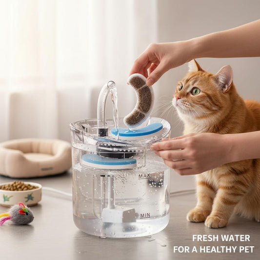Cat Water Fountain Replacement Filters, 8 Pack Carbon Filter Cartridges for Pet Fountain, Compatible with Most Automatic Cat Water Dispenser, White & Blue