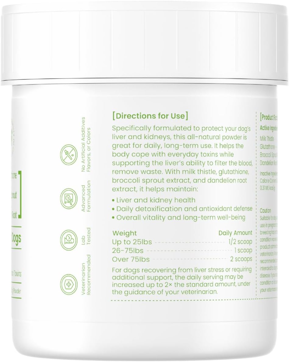 Pawpulse Formula Milk Thistle for Dogs – Liver & Kidney Support Powder with Silymarin & Glutathione – Daily Detox, Antioxidant & Metabolic Natural Support, 2.12 oz