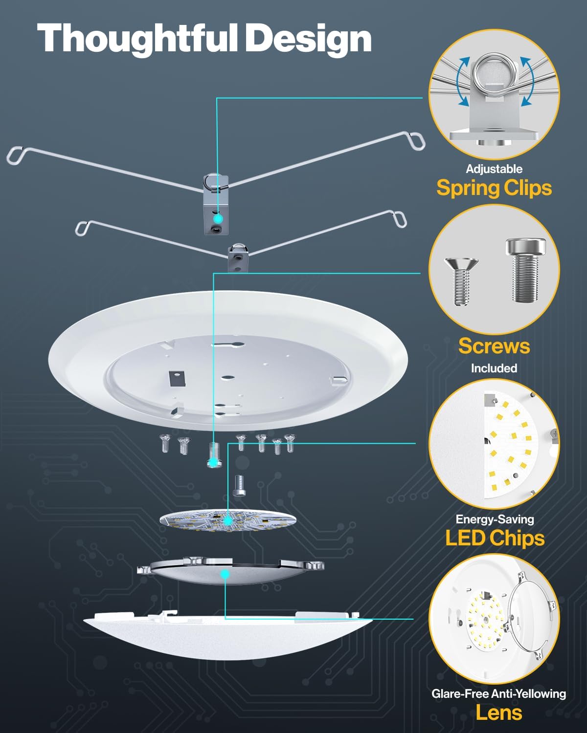 Sunco 24 Pack LED Disc Lights Ceiling 6 Inch, Flush Mount Disk Light, Recessed Can Lighting, 1050 LM, 15W (75W Equivalent), 6000K Daylight Deluxe, Dimmable, Damp Rated ETL.
