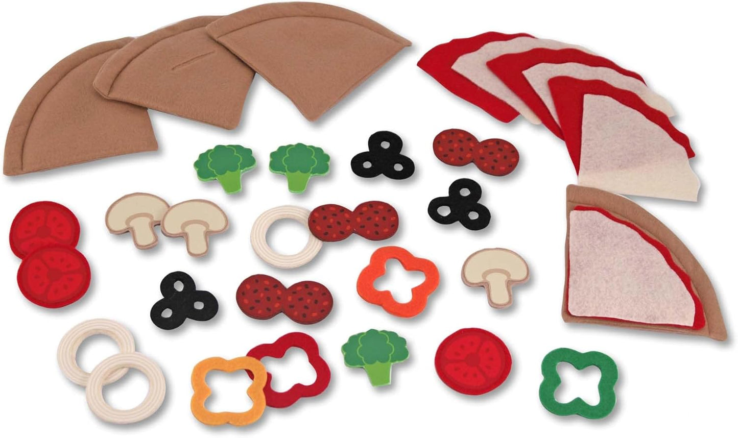 Melissa & Doug Felt Food Mix And Match Pizza Play Food Set - 42 Pieces Felt Pizza Play Set For Kids Kitchen, Pretend Toy For Toddlers And Kids Ages 2+
