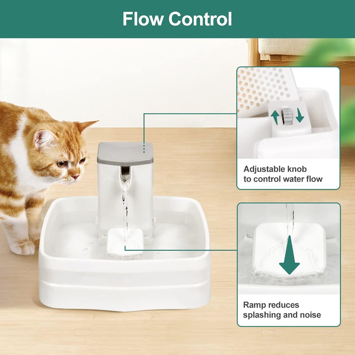 3.1L Medium Pet Water Fountain, Cat Water Fountains, Quiet Automatic Dog Water Drinking Dispenser with Flow Control for Dogs Cats,White