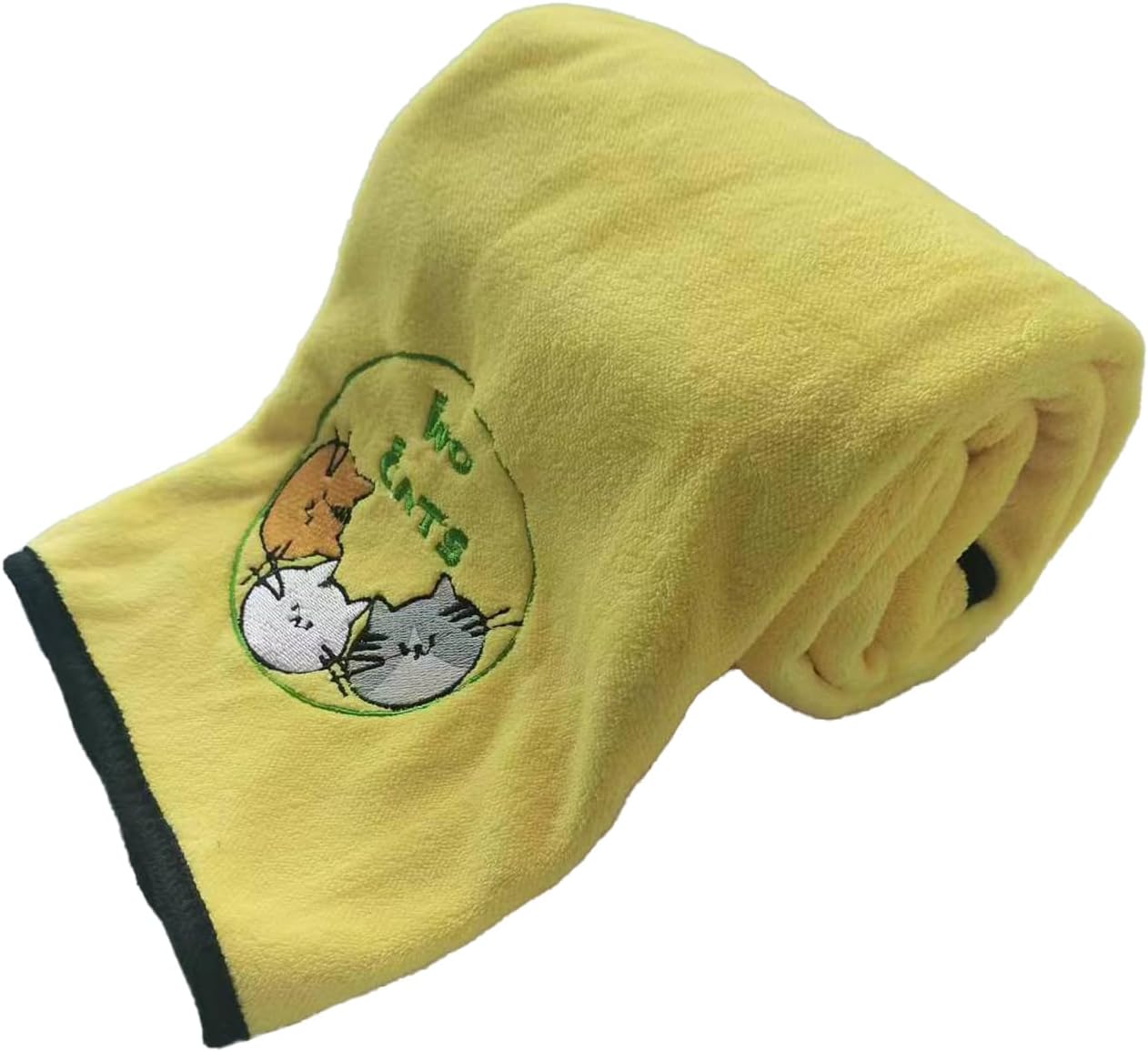 Microfiber Dog Towel- Super Absorbent Fast Drying Towel for Dogs Cats Yellow & Grey (S 11.81 * 23.62 in)