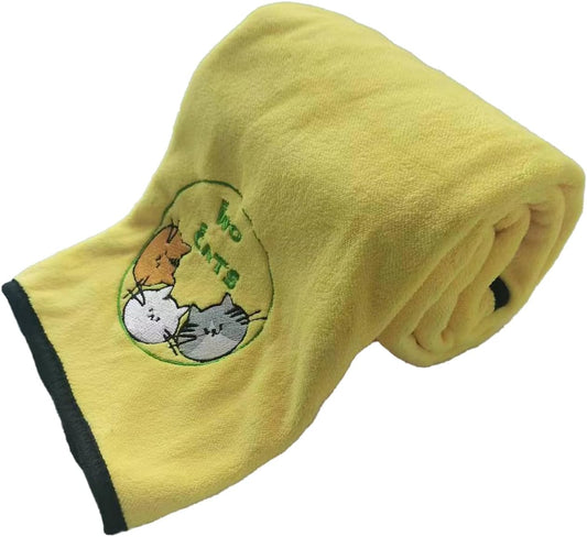 Microfiber Dog Towel- Super Absorbent Fast Drying Towel for Dogs Cats Yellow & Grey (S 11.81 * 23.62 in)