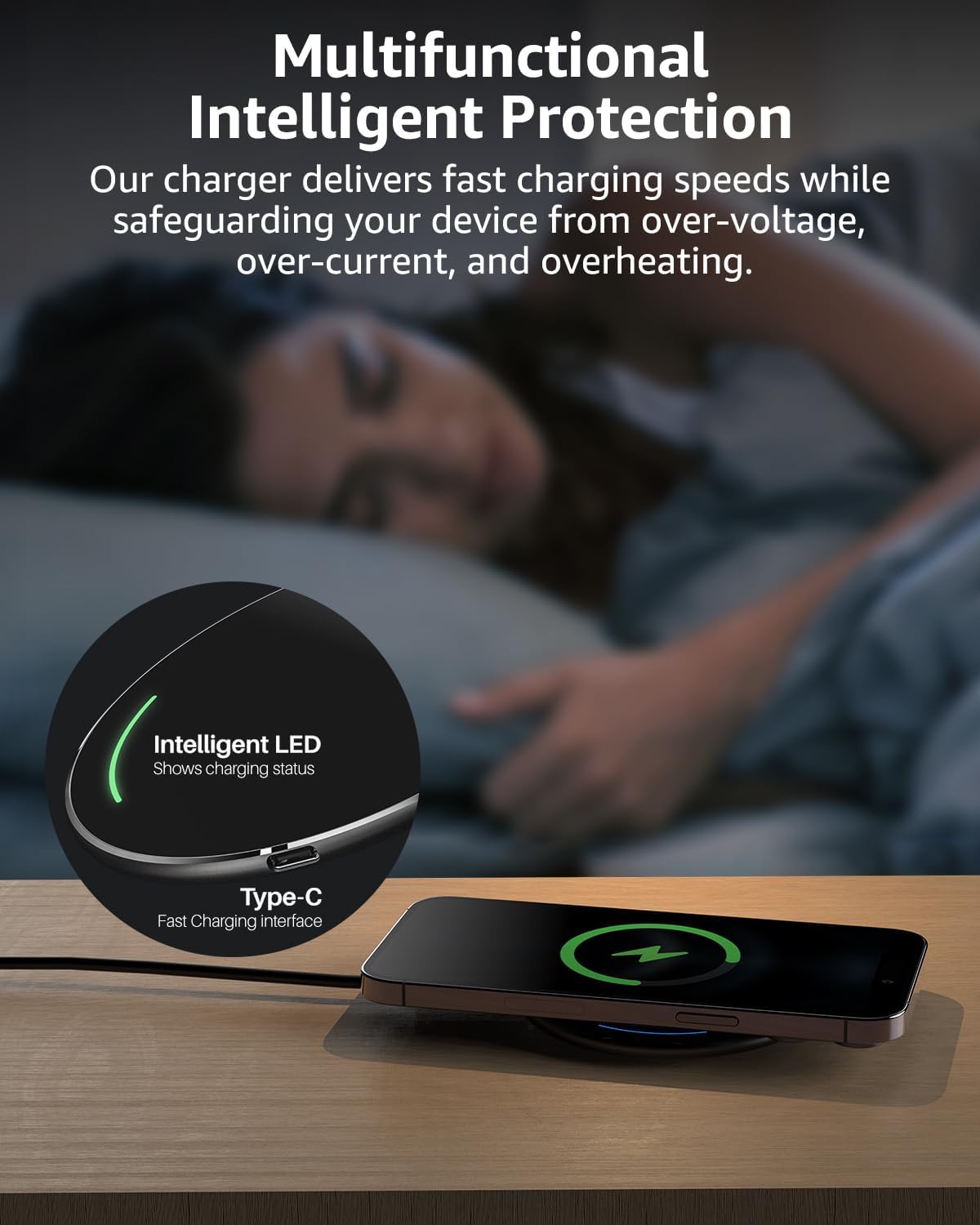 TOZO 2025 W1 New Anti-Slip Wireless Charger 15W Max Fast Wireless Charging Pad Compatible with iPhone 17/16/16 Plus/16 Pro Max /15/14/13/SE Series, Samsung Galaxy S25/S24/S23 Series, Black