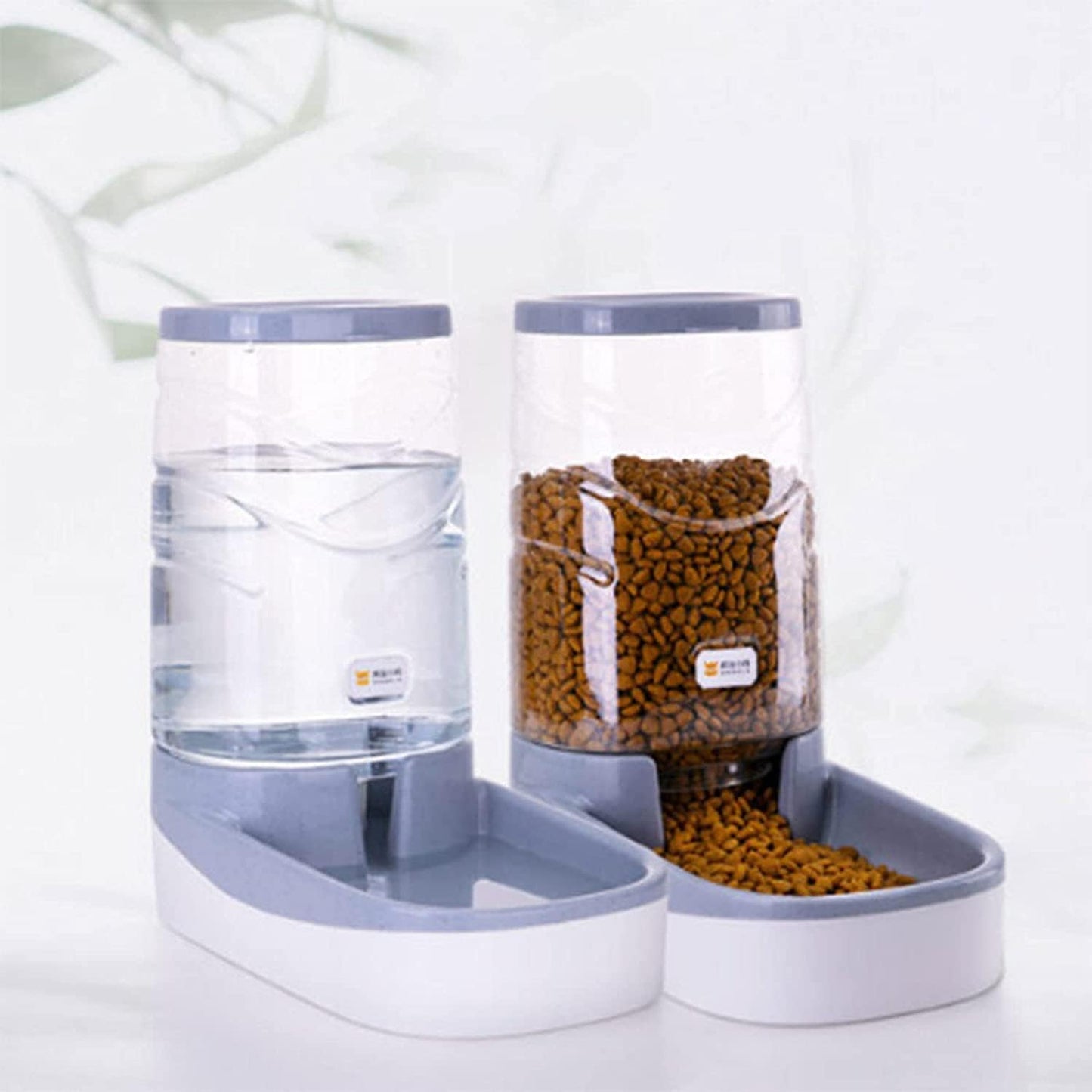 Fountain 3.8 L Pets Cats Dogs Automatic Waterer and Food Feeder Set Unplugged Feed Water Pet Supplies Gravity Pet Food Feeder and Water Dispensers Pet Water Dispenser