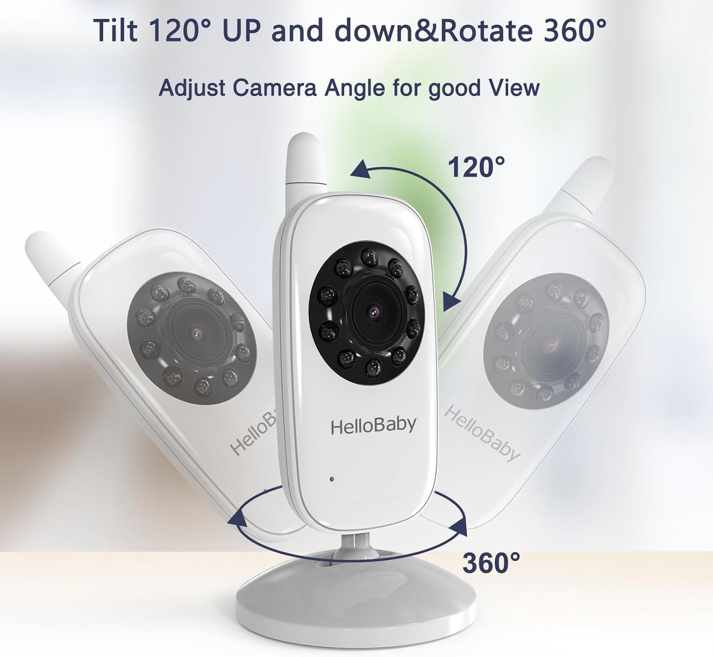 HelloBaby Baby Monitor with Camera and Audio - 3.2” IPS Screen,USB Cable,No WiFi,Manual Baby Camera Adjustment,Night Vision,ECO Mode, 1000ft Range | Portable for Travel,Mom,Pet, Elderly | Model HB2438