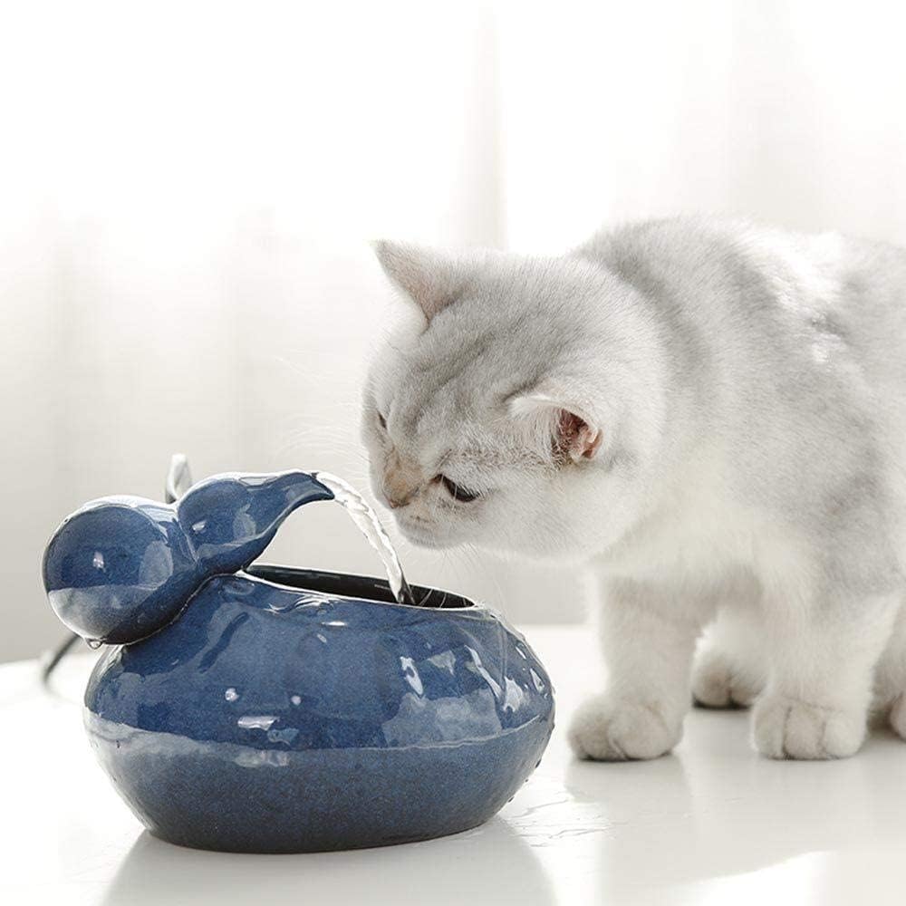Fountain Pet Water Fountain,Ceramic Dog Cat Automatic Circulation Water Dispenser, Pet Drinker Fountain Dispenser for Cat,Dog,Pet Pet Water Dispenser (Color : Blue)