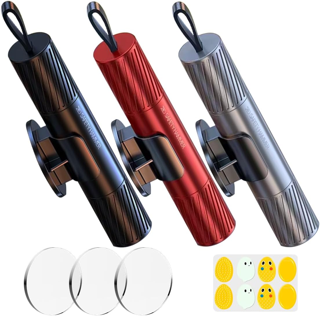 Safehammer - 2026 Upgraded Safe Hammer Glass Breaker Under Water, Car Hammer Seatbelt Cutter Window Breaker Emergency Escape Tool, Safehammer Glass Breaker for New Cars (3PCS)
