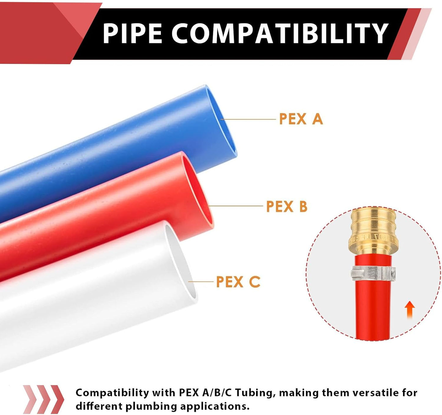 (Pack of 10) EFIELD Pex Drop-Ear Elbow Brass Crimp Fitting 1/2 Inch x 1/2 Inch Female NPT, ASTM F1807,(PEX1807159)