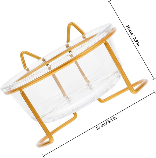 Milisten Glass Raised Cat Bowl with Neck Protection, Slant Design Pet Food and Water Feeder, Whisker-Friendly Tilted Feeding Dish for Cats, Single High Base Bowl for Indoor Use