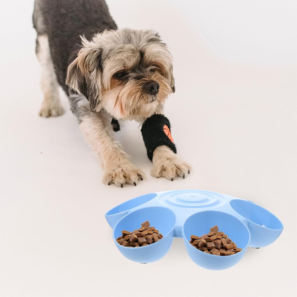 POPETPOP 2pcs Cat Food Water Bowls Plastic Dog Cat Feeder Bowls Multi- Feeder 6-Meal Kitten Food Dishes Petals Shaped Dog Bowl Blue