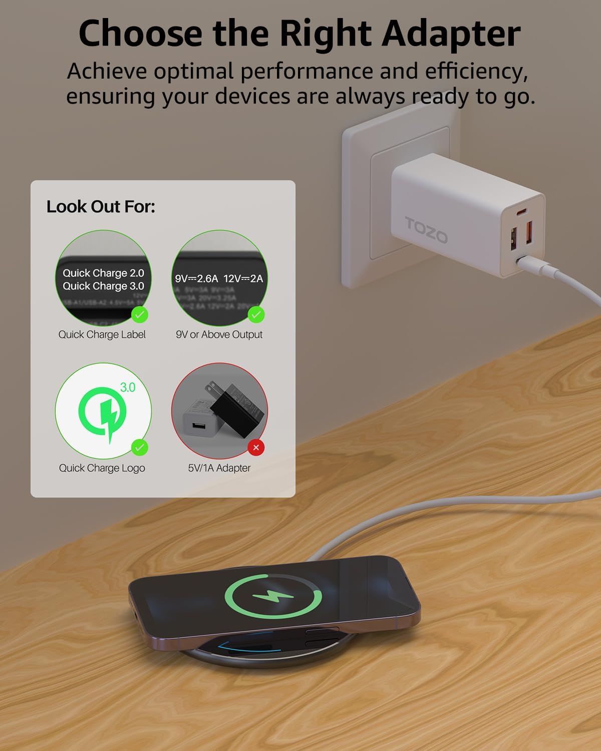 TOZO 2025 W1 New Anti-Slip Wireless Charger 15W Max Fast Wireless Charging Pad Compatible with iPhone 17/16/16 Plus/16 Pro Max /15/14/13/SE Series, Samsung Galaxy S25/S24/S23 Series, Black