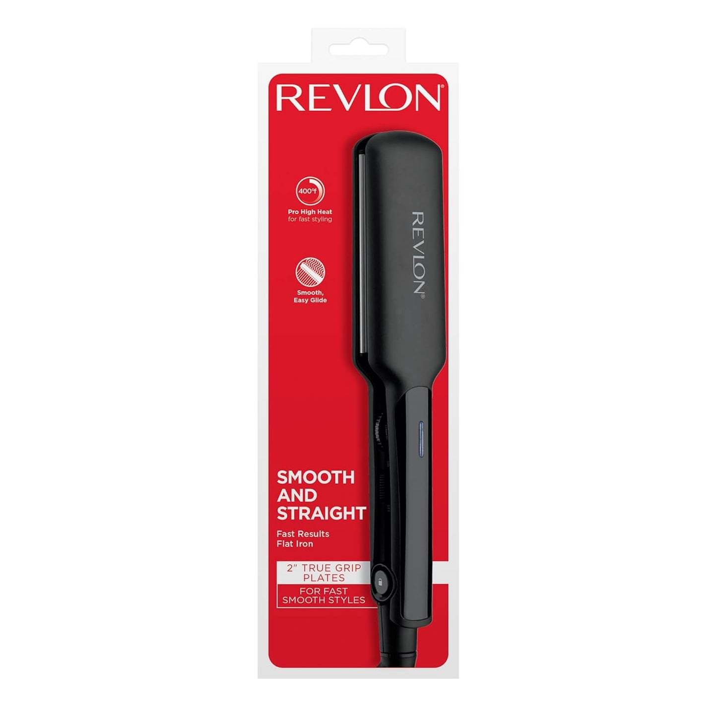 REVLON Ceramic Coated 2" Flat Iron - Fast Heating Hair Straightener for Quick and Smooth Results, Plus Travel Friendly (Black)