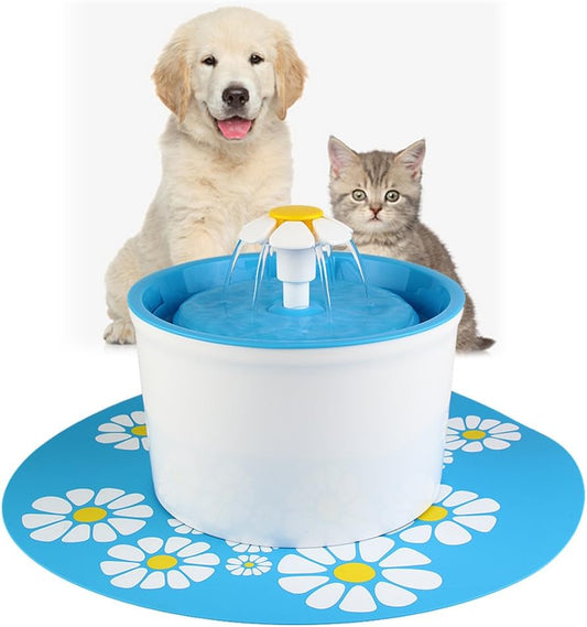 ELEOPTION Pet Water Fountain Auto Flow Surper Quiet for Cat Dog Water Dispenser Recycle Drinking Small Fountain 1.6L Pefect for Small Pets Electric Drinking Bowl (Fountain Blue)