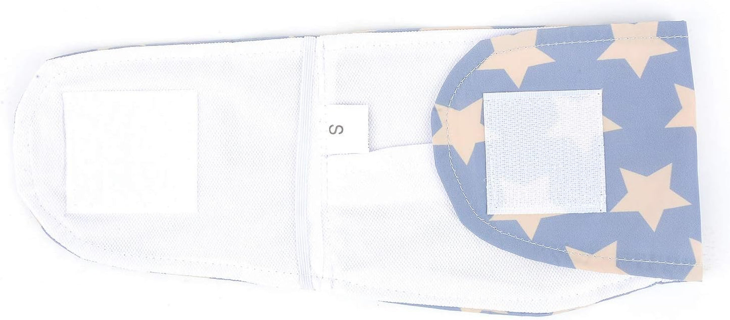 SELMAI Belly Bands for Male Puppies Small Medium Dogs Adjustable Washable Doggie Wrap Diapers Leakproof Reusable Comfy Boy Nappies Absorbent Pads Prevent Licking Adorable Star Design Blue Stars L