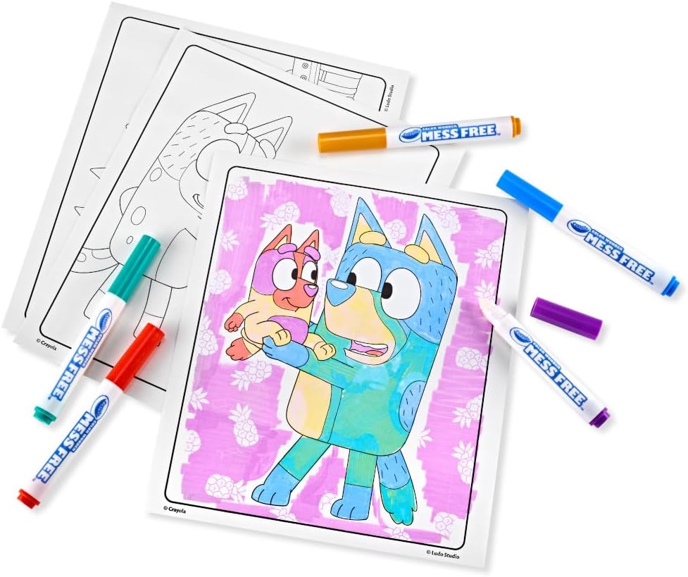 Crayola Bluey Color Wonder Coloring Set, 18 Mess Free Toddler Coloring Pages & 5 Markers, Bluey Activity Set for Kids, Gift for Toddlers, Ages 3+
