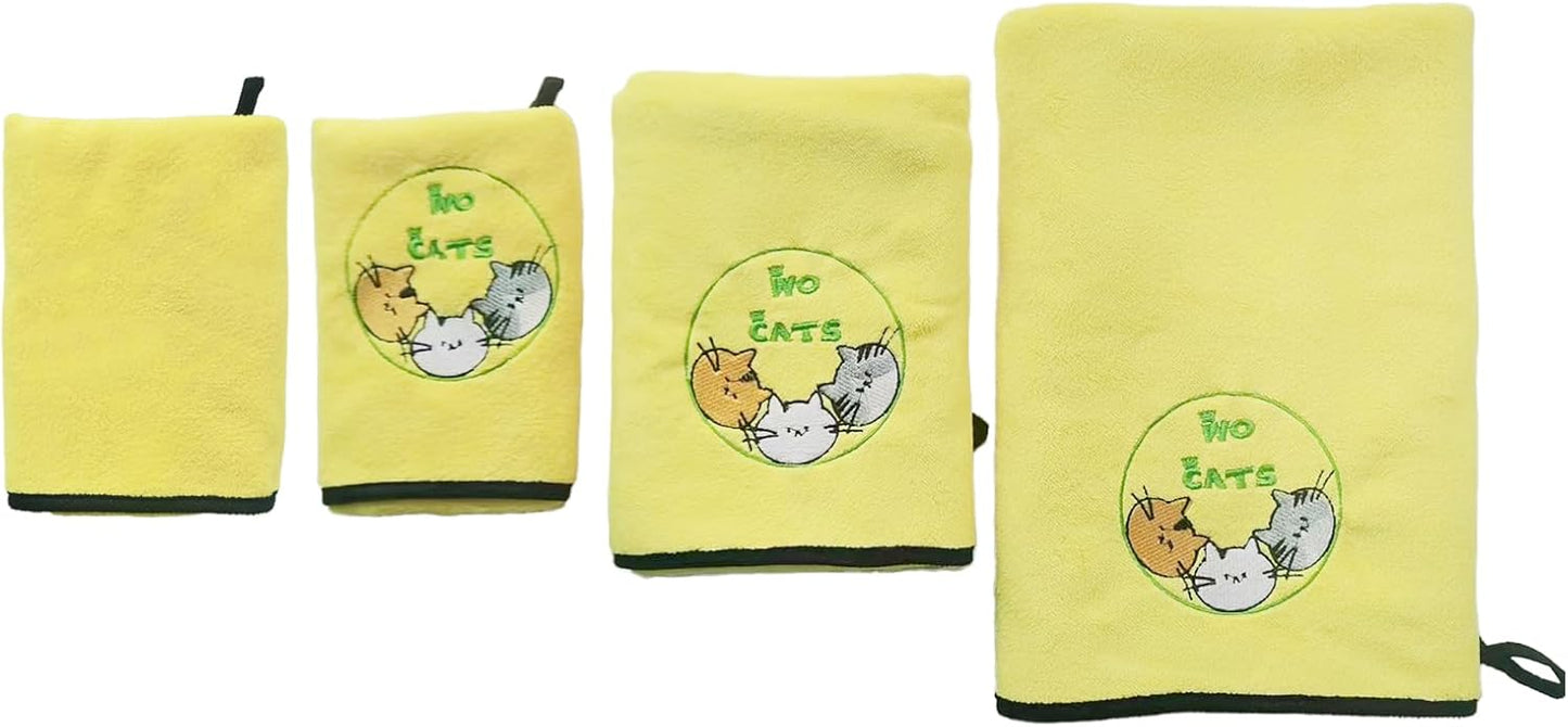 Microfiber Dog Towel- Super Absorbent Fast Drying Towel for Dogs Cats Yellow & Grey (S 11.81 * 23.62 in)