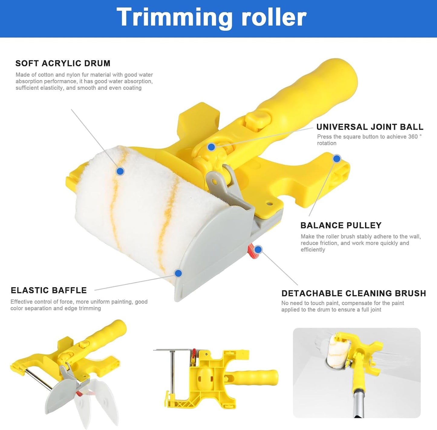 30PCS Paint Roller Kit with Extension Pole-2 to 4 FT,Wall Painting Supplies with Paint Edger Roller Brush 12",House Painting Set with Rainsuit & Drop Cloth for Home|Office|Shop Professional Painting