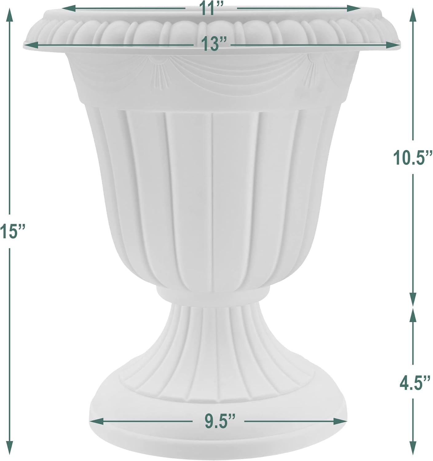 Arcadia Garden Products PL10BG Classic Traditional Plastic Urn Planter Indoor/Outdoor 15" x 13", Beige