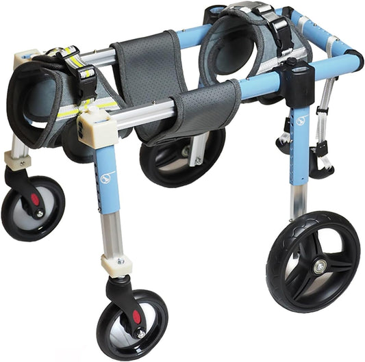 4 Wheel Dog Wheel Chair Leg Brace Adjustable, Back Leg Dog Wheelchair, Dog Wheel Chair for Front Legs, Full Support Mobility Aid for Dog Hip Support for Mall Medium Large Pet(Blue,XL)