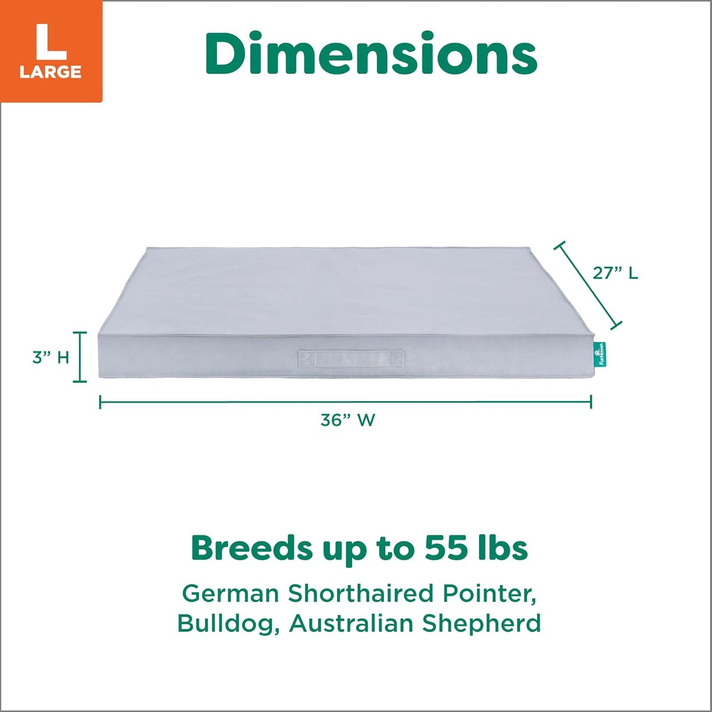 Premium Indoor-Outdoor Deluxe Orthopedic Mattress Pet Bed, Gray Mist, Large