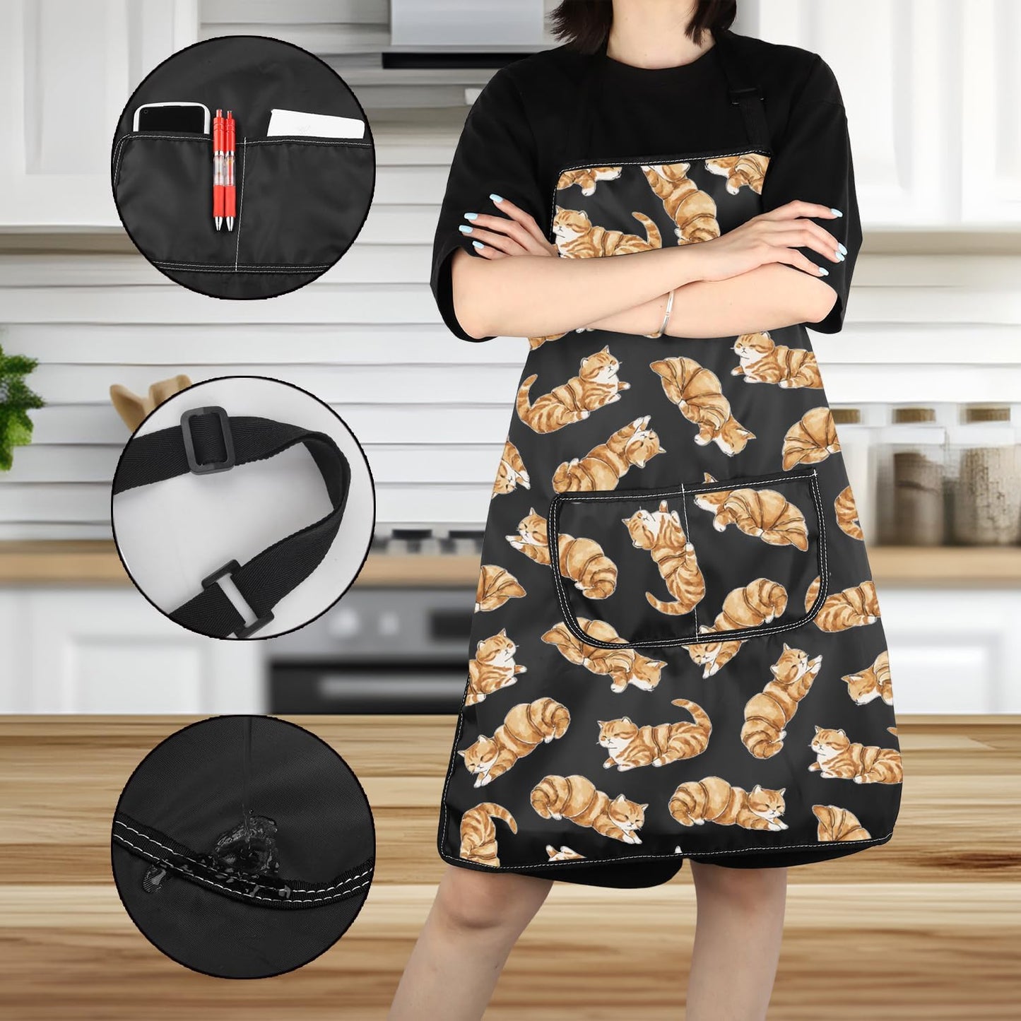 VAMSII Plant Lover Gift Cat Gardening Apron With Pockets Cat Mom Gift Gardener Apron