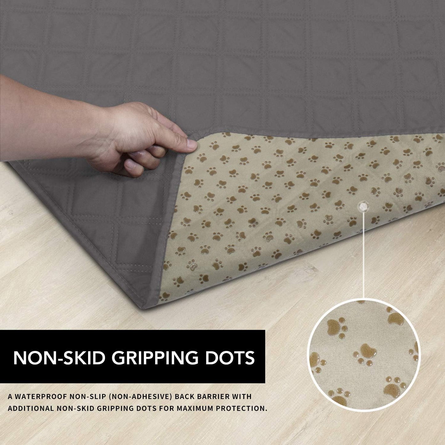 Easy-Going 100% Waterproof Dog Bed Cover Washable Couch Cover Non-Slip Sofa Cover Furniture Protector Cover Reusable Incontinence Bed Underpads for Pets Kids Children Dog Cat(52x82 in,Gray)