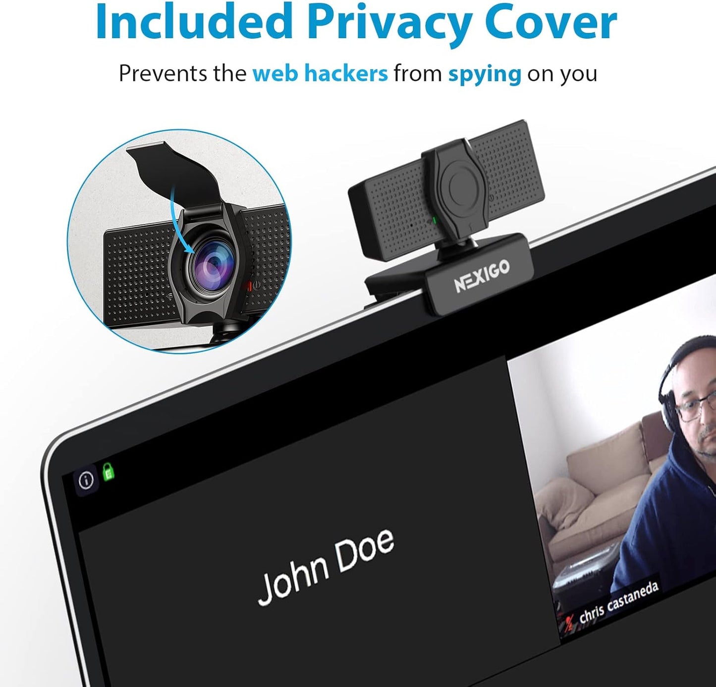 NexiGo N60 1080P Webcam with Microphone, Software Control & Privacy Cover, USB HD Computer Web Camera, Plug and Play, for Zoom/Skype/Teams, Conferencing and Video Calling