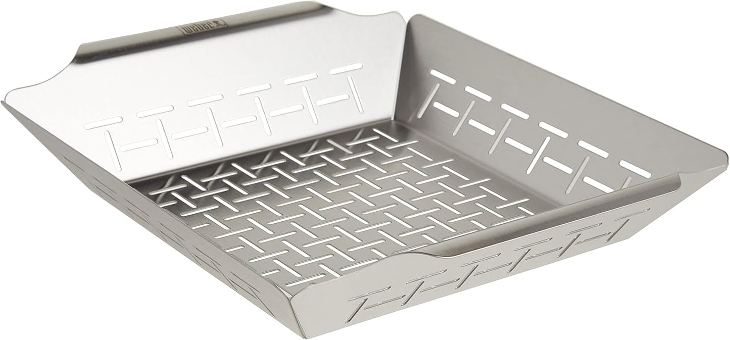 Weber Deluxe Grilling Basket – Stainless Steel Grill Basket for Vegetables, Seafood & Small Foods, Durable BBQ Cooking Accessory for Charcoal and Gas Grills