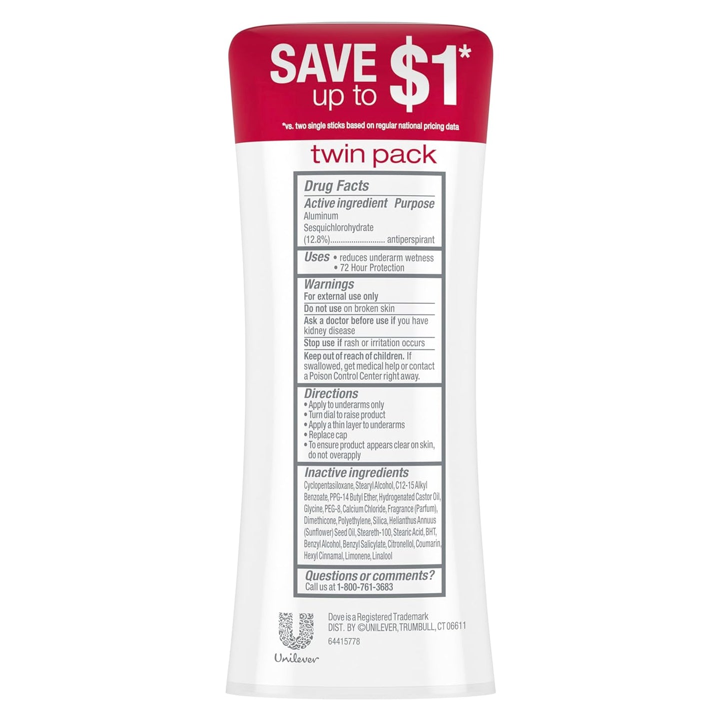 Dove Advanced Care Antiperspirant Deodorant for Women Twin Pack Revive 72 hour sweat and odor protection 2.6 oz (Packaging May Vary)