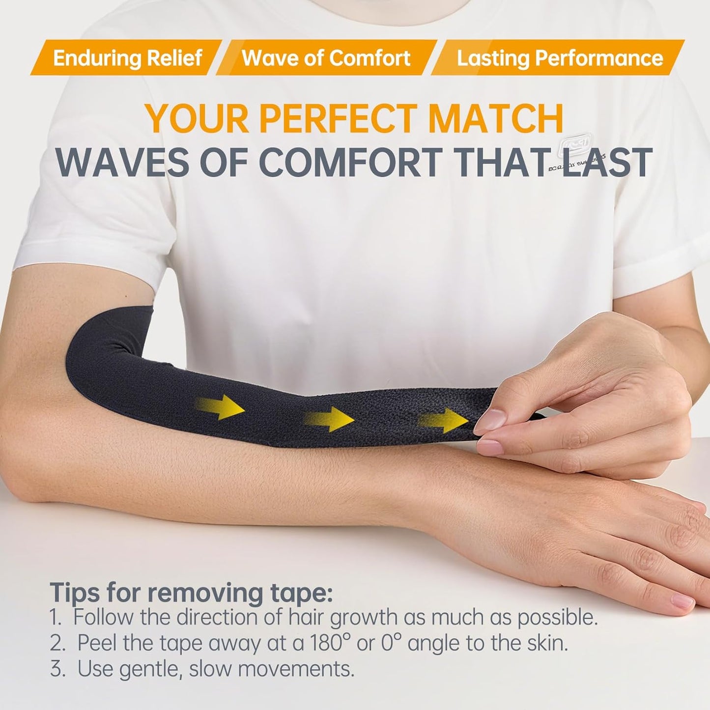 Dimora Kinesiology Tape, 40 Count Precut Strips 2 Rolls, Original Cotton, 10” Elastic Athletic Tape for Muscle Pain Relief and Joint Support, Black