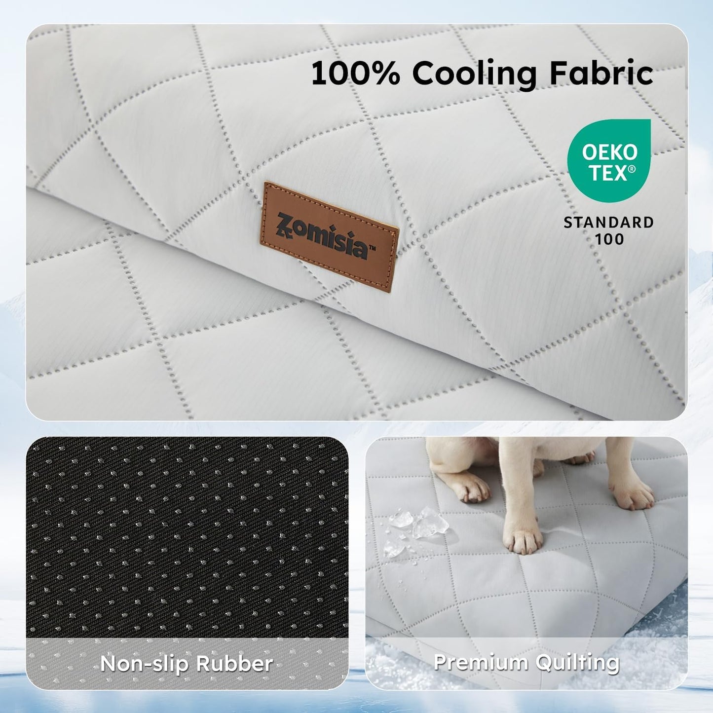 Orthopedic Cooling Dog Bed, Q-Max>0.5 Cooling Mat XXL for Cate with Removable Washable Cover, Breathable Egg Crate Foam Summer Pad for Furry Pets Outdoor, 47x29 Inch, Grey