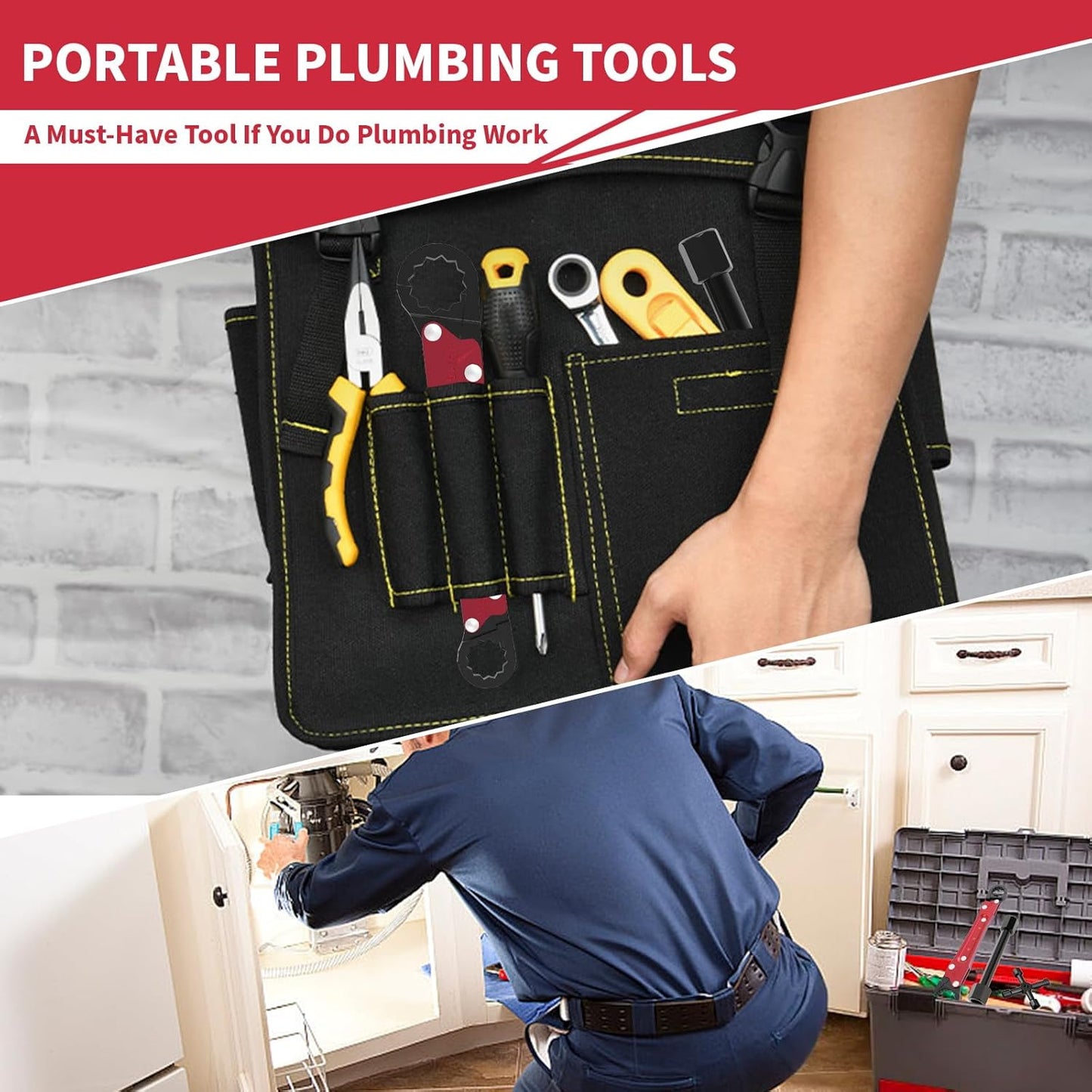 Plumbing Tools - Angle Stop Wrench & Angle-On Kit - Professional Plumbers Wrench for Installing New Compression Angle Stop & Removing Compression Ring - 4-Way Utility Key Included
