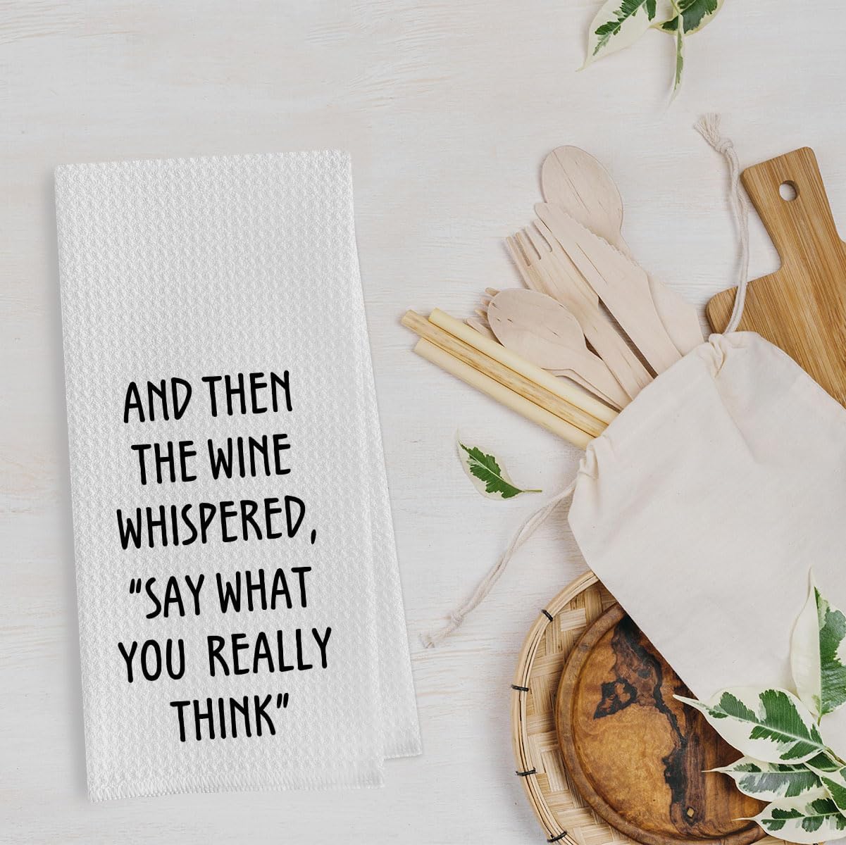 Wine Lovers Dish Towel - Funny Wine Gifts Decorative Waffle Weave Kitchen Towels, Tea Towel, Hand Towel, Housewarming Gift (16×24 Inches)