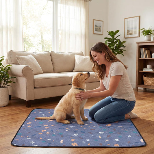 44'' x 44'' Washable Pee Pads for Dogs, Super Absorbent Reusable Puppy Training Pads, 100% Leak-Proof & Non-Slip Whelping Box Pads for Pet, 2 Pack