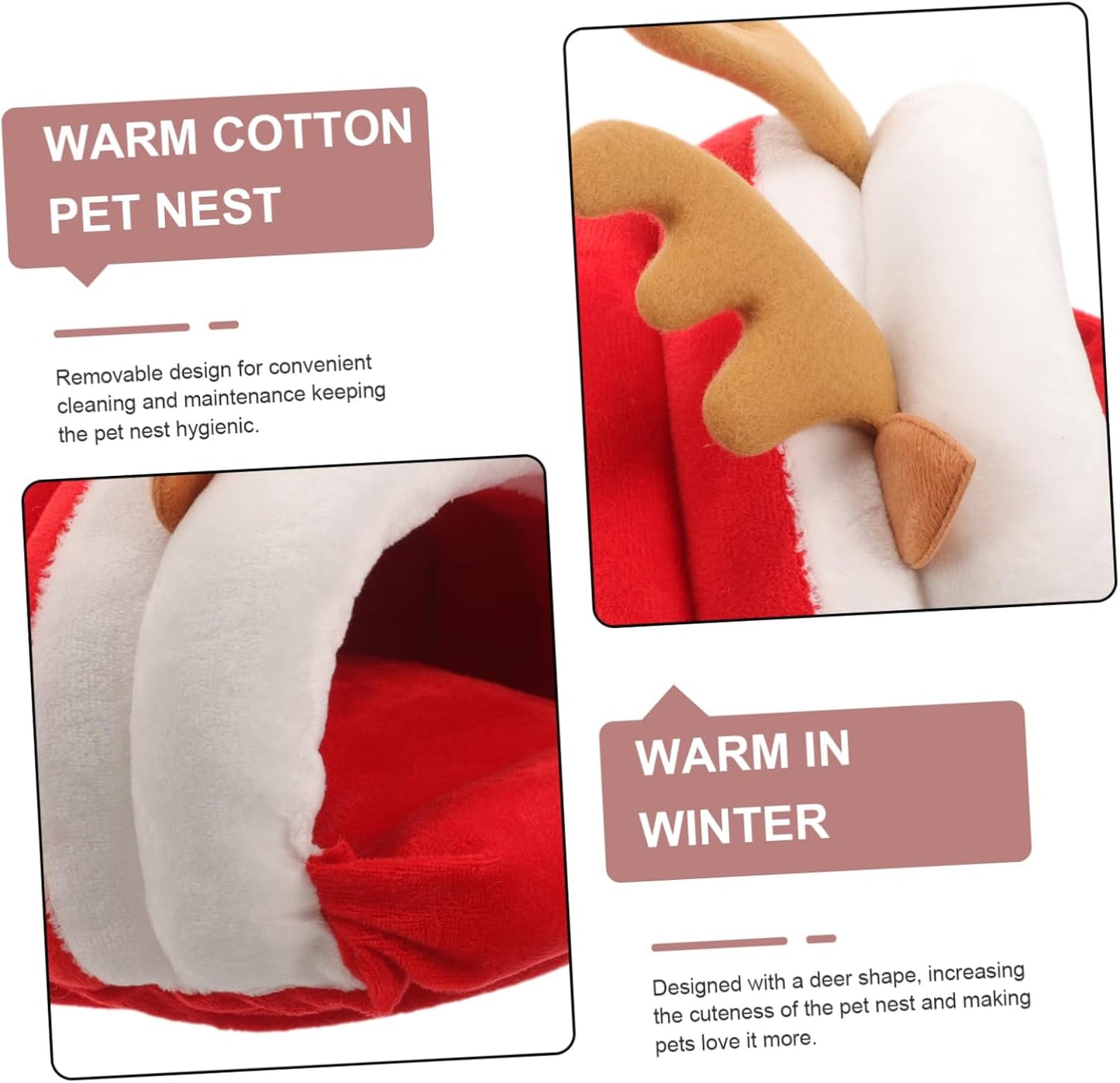 PRETYZOOM Christmas Deer Shape Hamster Hideout Cozy Nest for Small Animals for Chinchillas Hamsters Fun Warm Sleeping Place Space-Saving Design Holiday