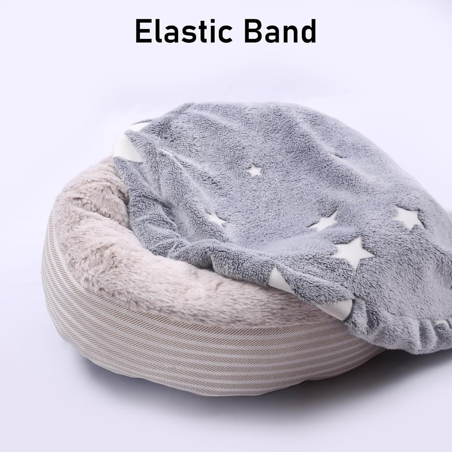 Dog Bed Covers Replacement Washable with Glow in The Dark Gray Star Pattern - Soft Velvety Fabric Protector with Elastic Edges for Small & Medium Dog Beds, 30" x 9.8"