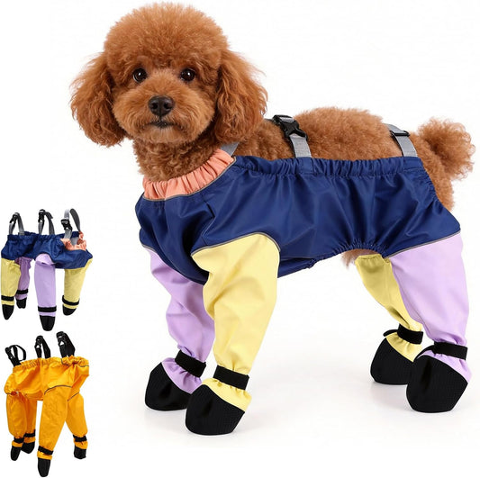 Dog Suspender Booties, Dog Rain Boots with Suspender, Breathable Waterproof Pets Boots, Adjustable Dogs Paws Boot Rain Shoes Leggings for Snow and Rain Days Small to Medium Dogs (Mixed Color, XL)