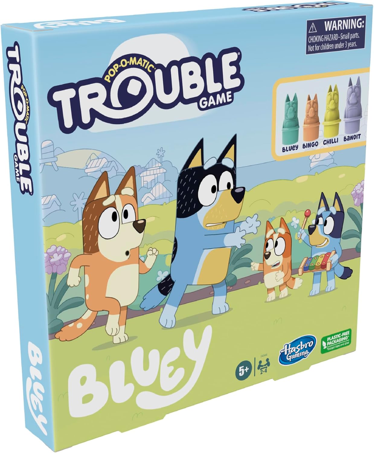 Hasbro Gaming Trouble: Bluey Edition Board Game for Kids, 2-4 Players, Race Bluey, Bingo, Bandit, or Chilli to The Finish, Ages 5 and Up (Amazon Exclusive)