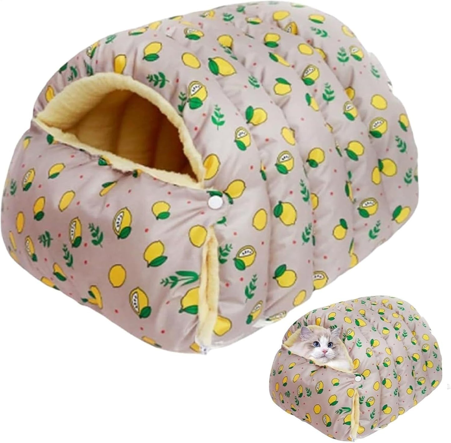 Warm Cat Bed for Winter, Washable Sleeping Cave, Semi-Enclosed Removable Cat Nest Bed, Plush Material with Soft Cushion, Pet Accessory with Design, for Small Dog Puppy Kitten Home Outdoor